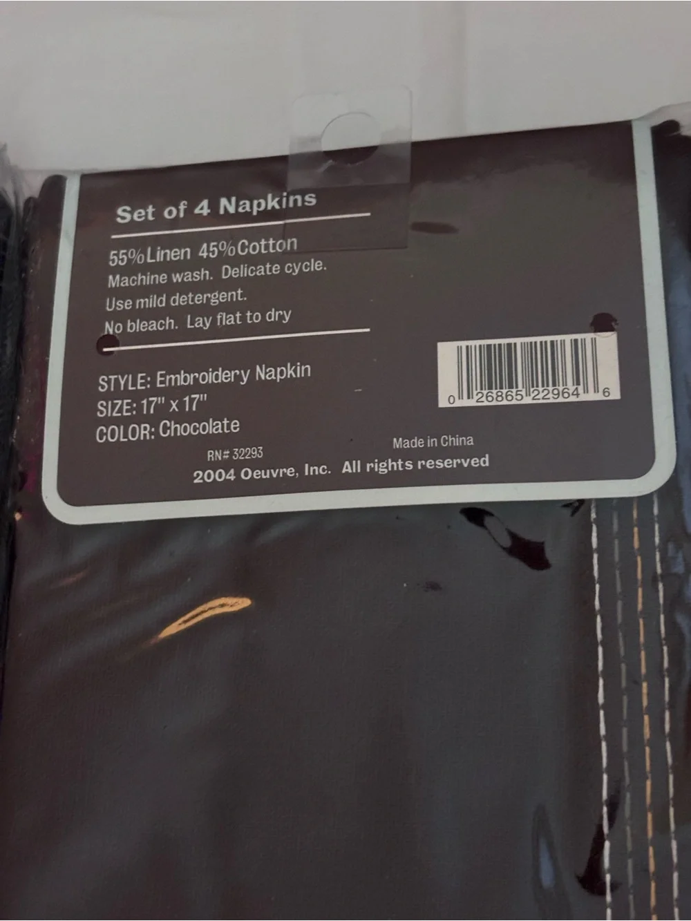 VTG Jonathan Adler Happy Home Set of 8 Linen Cotton Napkins NIP Chocolate Brown